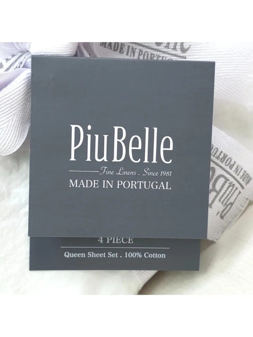 PiuBelle Queen 4-Piece 100% Cotton Sheet Set With Lace Detail Made In Portugal